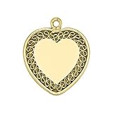 Filigree Engravable Heart Disc Charm