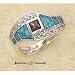 Stones Sr-2093 : Sterling Silver Designer Asymetric Blue Opal Inlays With Czs And Square Amethyst Ring Ring Size 08