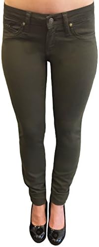 Robin's Jean Women's Skinny Poplin Cotton Jeans in Dark Green, 29