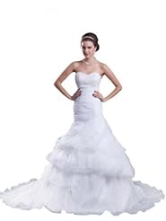 Organza Belted Sweetheart Mermaid  Dress with a Chapel Train 