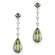 18k White Gold Green Amethyst and Diamond Drop Earrings