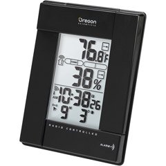 Oregon Scientific RMR383HGA/BLRS Wireless Indoor/Outdoor Thermometer w/ Self-Setting Atomic Clock, Silver