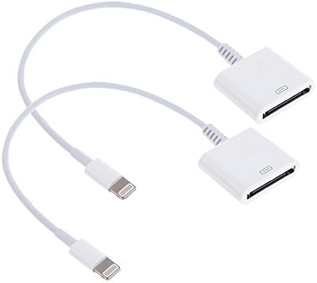 Mr ZHU 2 Pack 30 Pin to Lightning Adaptor Converter Charge and Sync Cable for Iphone6 5s 4s to 5 6 Plus for Ipad and so On(not for Audio) 2 White
