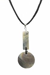 Necklace - N225 - Long Shell hung on Black 16" Silk/Satin Cord + 2" Extension Chain