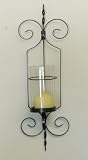 Wrought Iron Pillar Candle Wall Sconce (23 Inch)