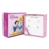 14K Gold Walt Disney Childrens White and Pink Cubic Zirconia Studs