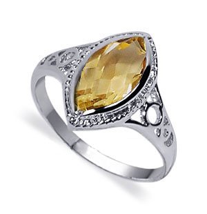 Cute Sterling Silver Band Citrine Gemstone Ring