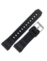 Casio Data Bank Style Watchband Black Resin 22mm Includes Stainless Steel Buckle and Spring Bars - by JP Leatherworks