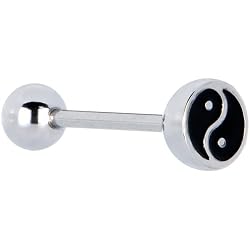 Surgical Steel Yin Yang Barbell Tongue Ring