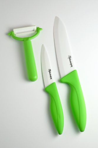 KitchenDoReMi Ceramic Knife Set - 6" Chef Knife, 4" Utility Knife, Vegetable Fruit Peeler