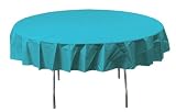 Bermuda Blue Round Plastic Tablecovers 84 inch 1 pc