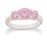 Two 4.5mm/One 6mm Round Pink CZ Ring
