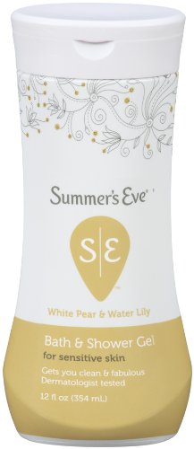 Summer's Eve Bath and Shower Gel, White Pear & Water Lily, 12-Ounce Bottles (Pack of 4)