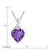Amazon Collection 10k White Gold Amethyst and Diamond Heart Pendant Necklace , 18