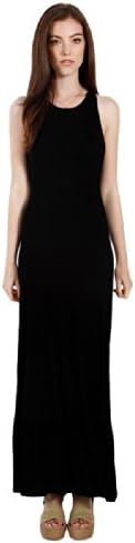 Glowbees Women's Knit Maxi Dress Faux Leather Straps Black Medium