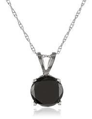 14k Gold Black Diamond Solitaire Pendant (1 cttw)