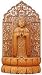 ShalinCraft Happy Buddha Statue In Wood Carving Handmade Indian Arts Crafts Artifacts 15" x 8"