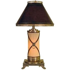 Maitland-Smith Leather Brass and Snakeskin Stone Table Lamp