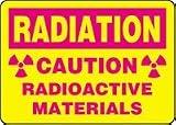 RADIATION CAUTION RADIOACTIVE MATERIALS (W/GRAPHIC) 7 x 10 Adhesive Vinyl Sign