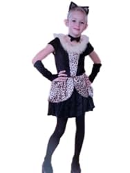 Girls Playful CAT Costume Leopard Dress Large 10-12