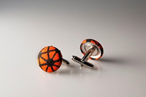 Cufflinks, Fabric button cufflinks, wedding cufflinks, groom cufflinks, African fabric cufflinks, Ankara cufflinks, Orange and black cufflinks