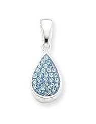 Sterling Silver Blue CZ Teardrop Pendant