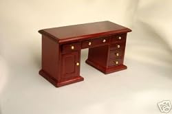 Miniature Mahogany Wood Desk Dollhouse Miniature