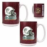 Miami Dolphins NFL 2pc Gameball Ceramic Mug Set - Helmet logo