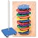  Product Details: This carrier/storage rack is great for stacking scooter boards and moving them out&nbsp;of play areas. Constructed of a 1" heavy wall galvanized steel tube connected to a 12" x 12" plastic base. Holds up to 12 scooter boards of any size. Some assembly required. For safety considerations, please limit weight on scooter boards to 150 lbs. WARNING: Use only under proper supervision. Protective clothing and equipment should be worn when using. Do not stand on unit, injury may occur if product is not used properly. Always check with supervisor about proper usage. Features: The efficient way to transport goods