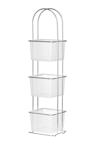 Premier Housewares Korbregal 3 Etagen, Kunststoffk&ouml;rbe/ Chromrahmen, 20 x 19 x 85,5 cm, wei&szlig;