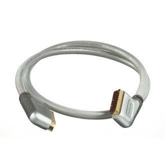 Ex-Pro Ultimate Range Pro 2.4m 99.9997% oxygen-free QUAD SHIELDED - Gold Metal Plug Scart Cable Lead, 21 Pin, Fully Screened, Metal Housing - Nylon Braided cable.