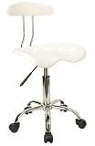 Vibrant White and Chrome Computer Task Chair with Tractor Seat [LF-214-WHITE-GG]