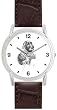 COCKER SPANIEL DOG (MS) - WATCHBUDDY&reg; DELUXE SILVER TONE WATCH - Brown Strap - Small Size (Standard Women's Size)