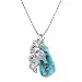 Double Sided Dragon and Turquoise Nugget Gemstone Pendant on 18" Rhodium and Sterling Silver Diamond Cut Bead Chain, #7744