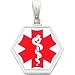 Rhodium Plated Resin Medical Info ID Charm