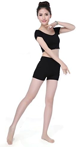 Foocc Womens Fitness Dance Half Sleeve Yoga Wear Set 2 Pieces Size M Black