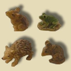 Ricci, rane e topi 4pcs. da 13 a 18cm figure