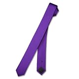 SILK Narrow NeckTie EXTRA Skinny PURPLE INDIGO Thin Men's Neck Tie