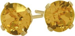 0.80Ct. Genuine 5mm Round Citrine 14 Karat Yellow Gold Stud Earrings