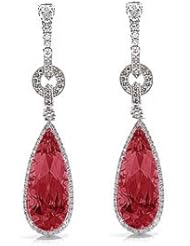 8.68Ct Ruby & VS Diamond Dangling Hoop Pendant Earrings 14K Gold