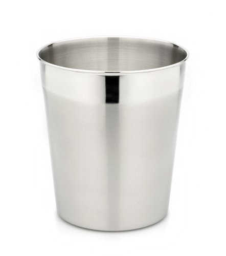 Two-Tone Harmony Stainless Steel Waste Basket - Quality StainlessLUX Houseware for Bath, Home & Office