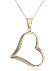 14k Yellow Gold Heart Pendant Necklace, 18"