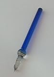 Review Manuscript  / Calligraphy with elegance - glass pen and nib, blue