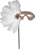 White Feather Domino Stick Eye Mask