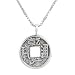 Double Sided Chinese Coin Pendant in Sterling Silver on an 18" Rhodium and Sterling Silver Box Chain, #8002 image 3