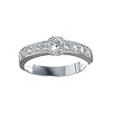 Sterling Silver Princess CZ Heart Band Engagement Ring Size 7