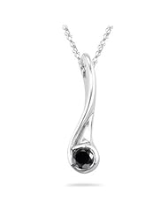 0.30 Cts Black Diamond Solitaire Pendant in 14K White Gold