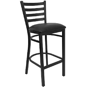 Flash Furniture XU-DG697BLAD-BAR-BLKV-GG HERCULES Series Black Ladder Back Metal... 