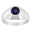 14K White Gold Man's Sapphire Ring