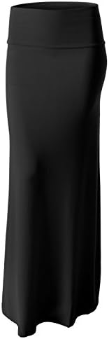 HELLO GLAM Women's Fold Over Waist Maxi Skirt